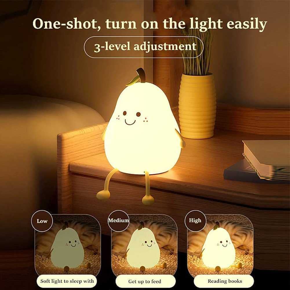 Night Lights for Kids Pear Shaped Cute  Night Lamp USB Charging