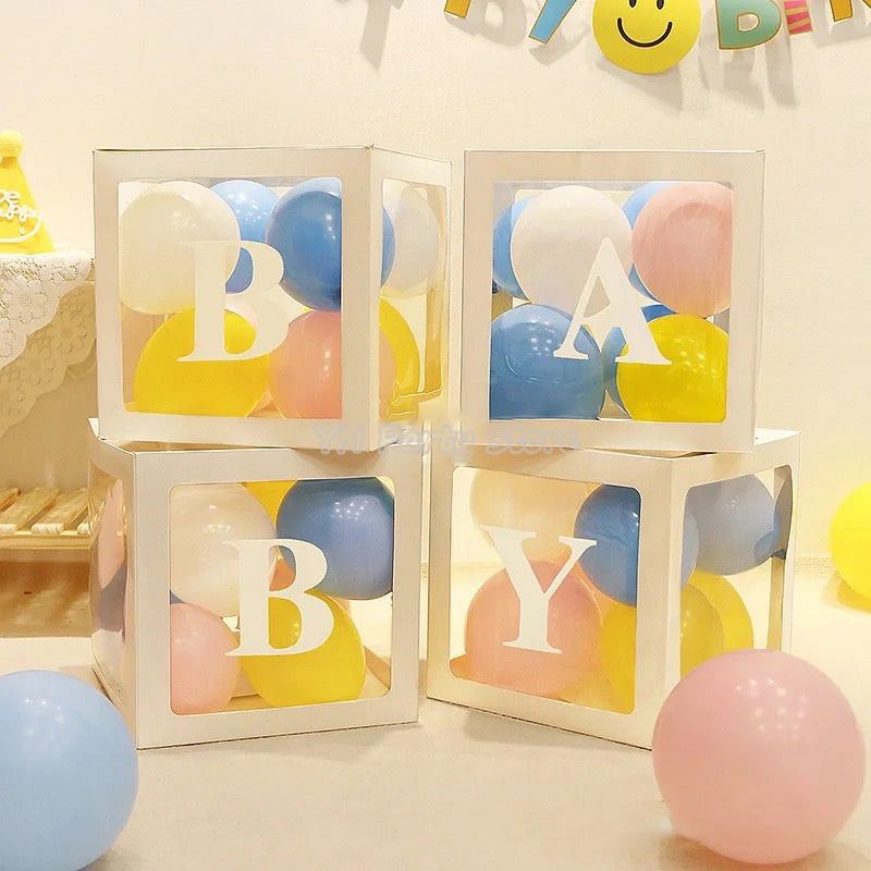 Transparent Balloon Letter Box Baby Shower Decoration Birthday Wedding Custom Name Balloon Box 1st Birthday Party Decorations