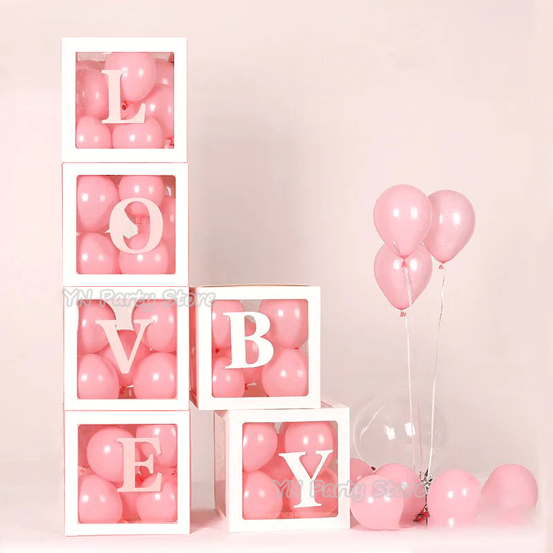 Transparent Balloon Letter Box Baby Shower Decoration Birthday Wedding Custom Name Balloon Box 1st Birthday Party Decorations